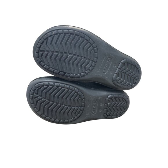 Crocs Faux Leather Fur Lined  Womans Black Mid Calf Winter boots Sz 8 SKU 9568 - Picture 5 of 16